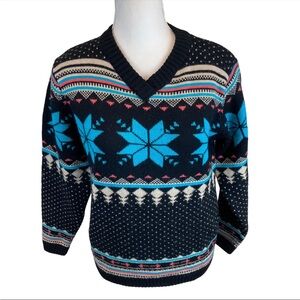 Vintage Skyr Nordic Fair Isle Sweater 100% Virgin Wool - Small